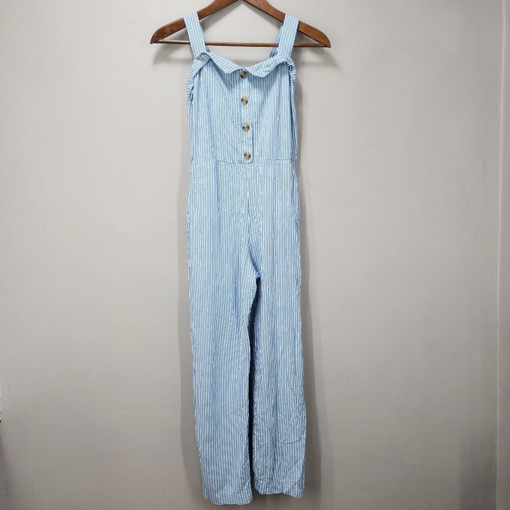 Monteau Linen-Blend Sleeveless Jumpsuit